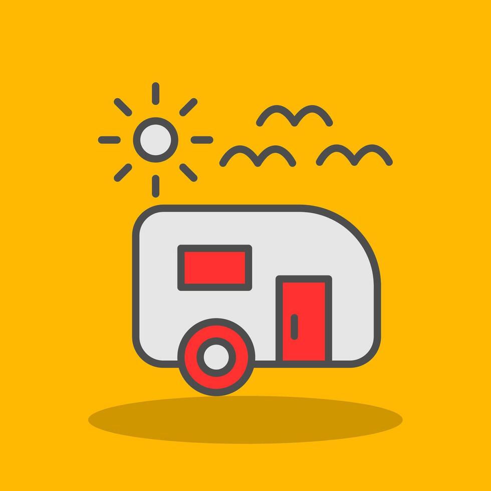 Trailer park Filled Shadow Icon vector
