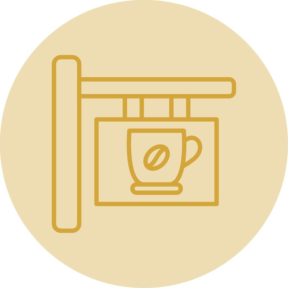 Cafe Signage Line Yellow Circle Icon vector