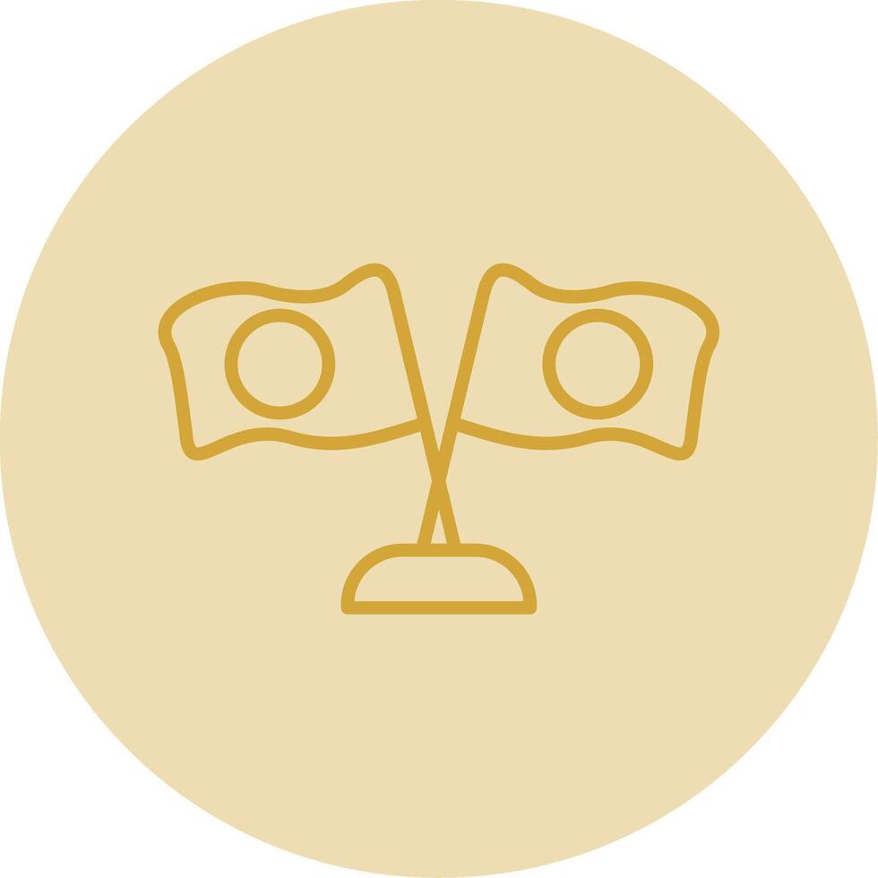 Flags Line Yellow Circle Icon vector
