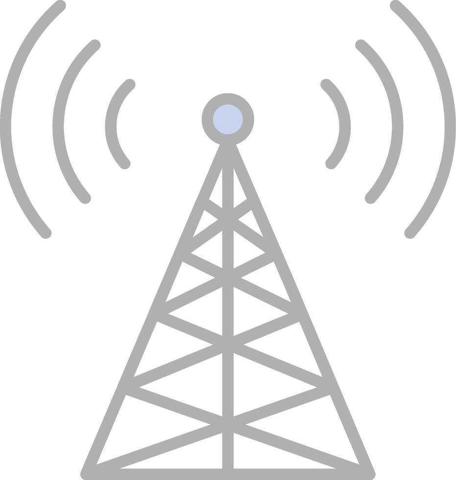 Radio Tower Line Filled Light Icon vector