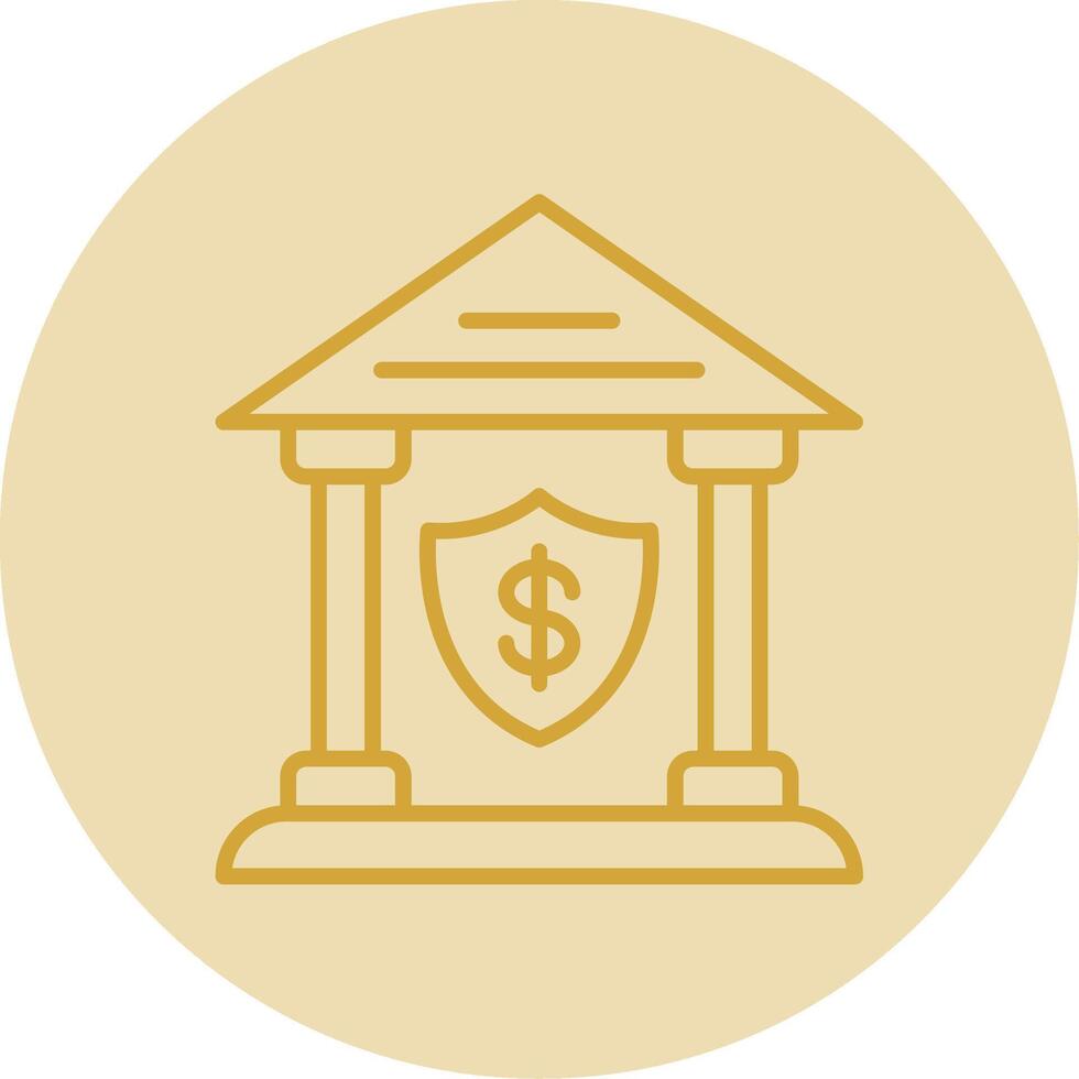 banco línea amarillo circulo icono vector