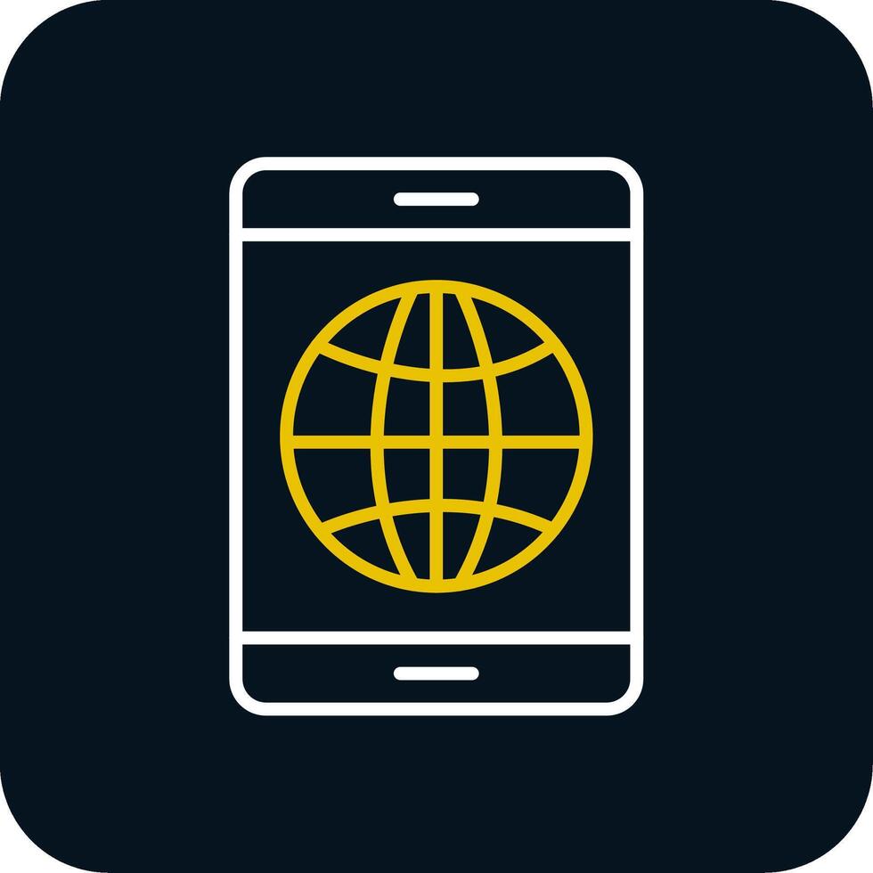 Earth Globe Line Red Circle Icon vector