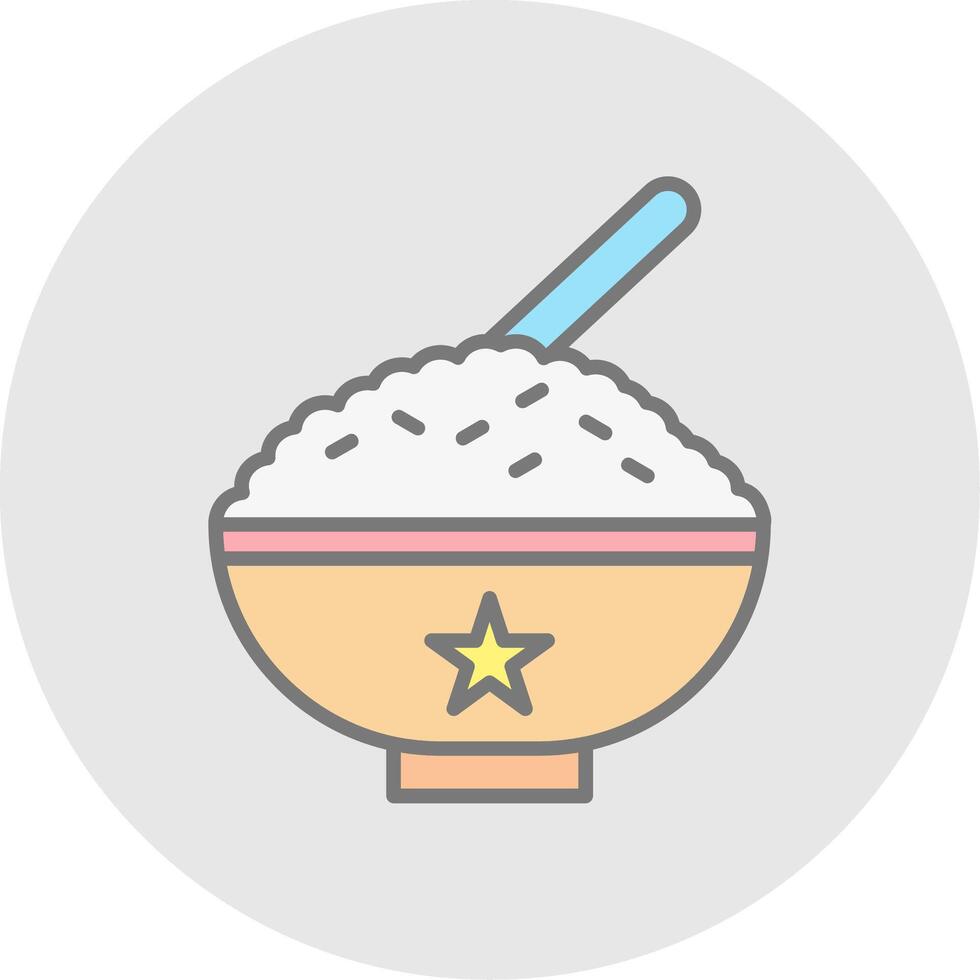 arroz línea lleno ligero icono vector