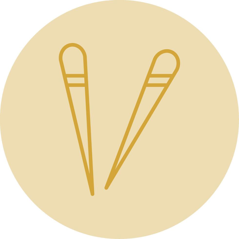Chopsticks Line Yellow Circle Icon vector