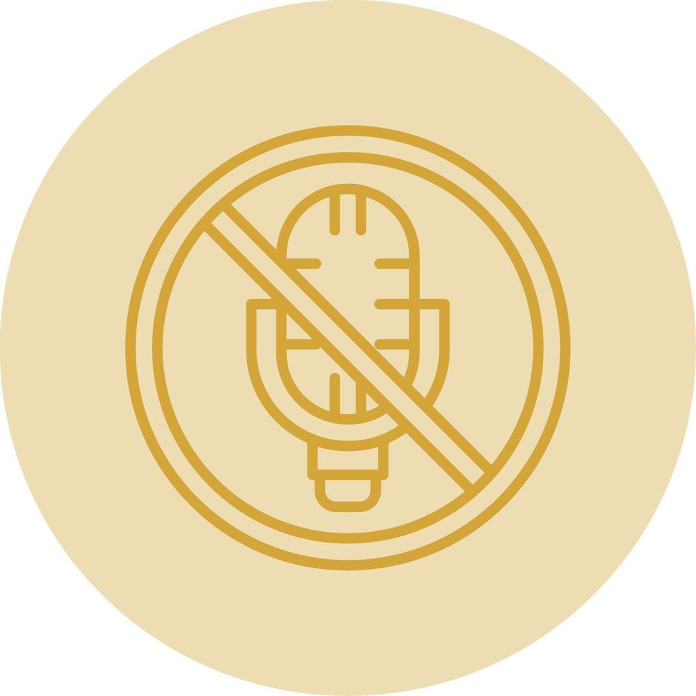 No Microphone Line Yellow Circle Icon vector
