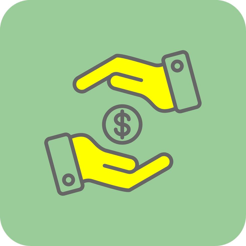 Construction Helmet Filled Yellow Icon vector