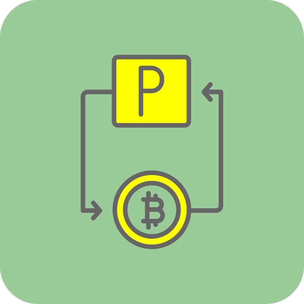 Bitcoin Paypal Filled Yellow Icon vector