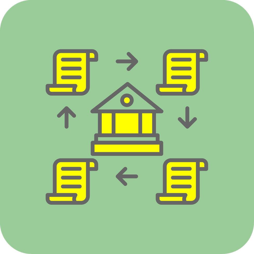 Distributed Ledger Filled Yellow Icon vector