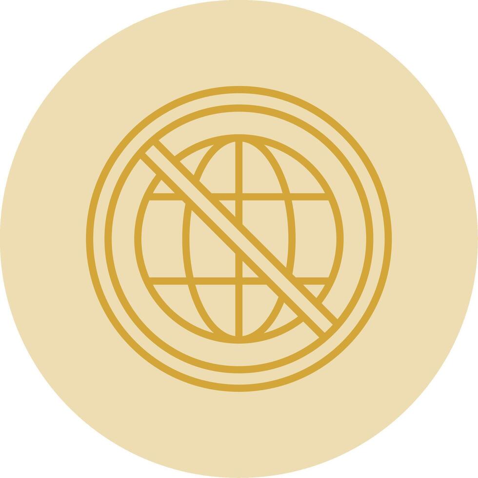 Prohibited Sign Line Yellow Circle Icon vector