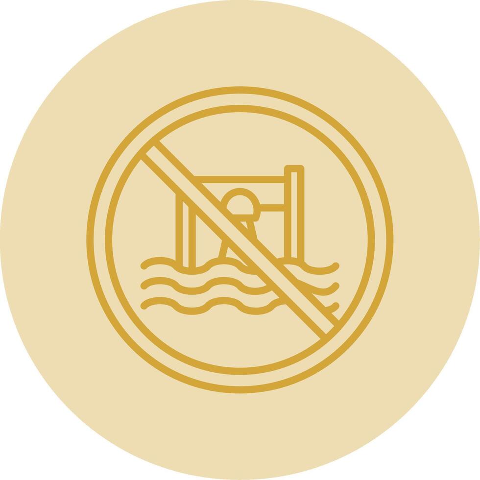 Prohibited Sign Line Yellow Circle Icon vector