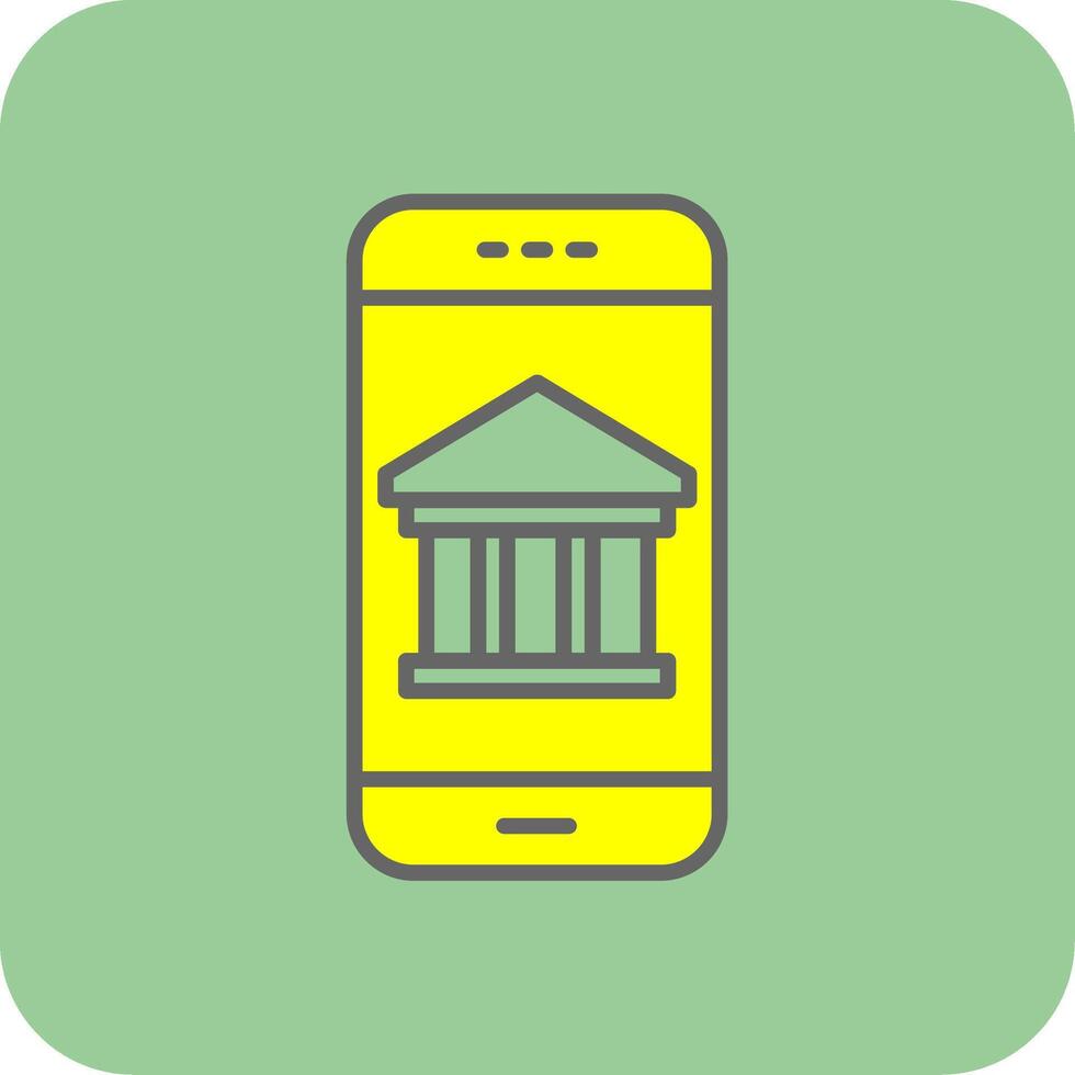 Mobile Banking Filled Yellow Icon vector