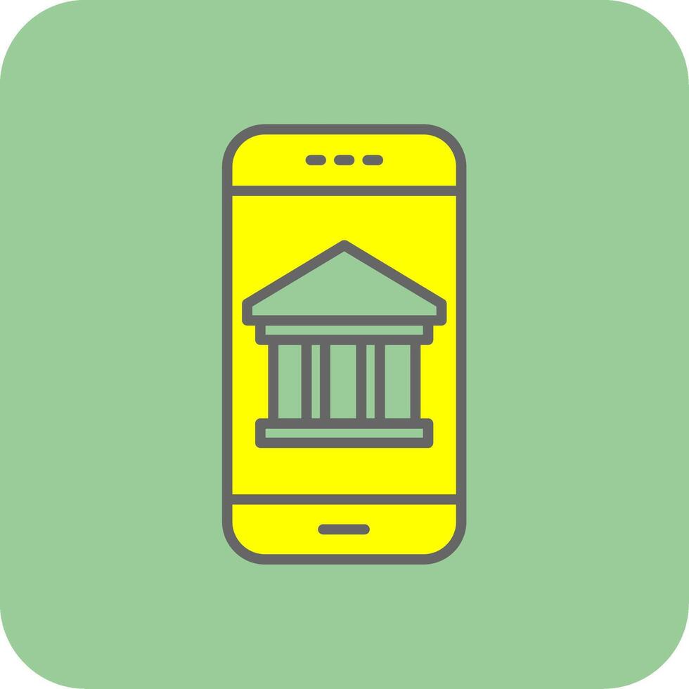 Mobile Banking Filled Yellow Icon vector