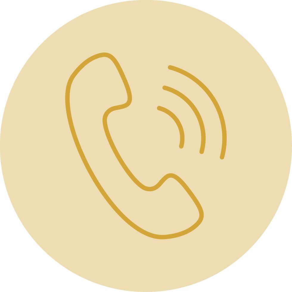 Phone Call Line Yellow Circle Icon vector