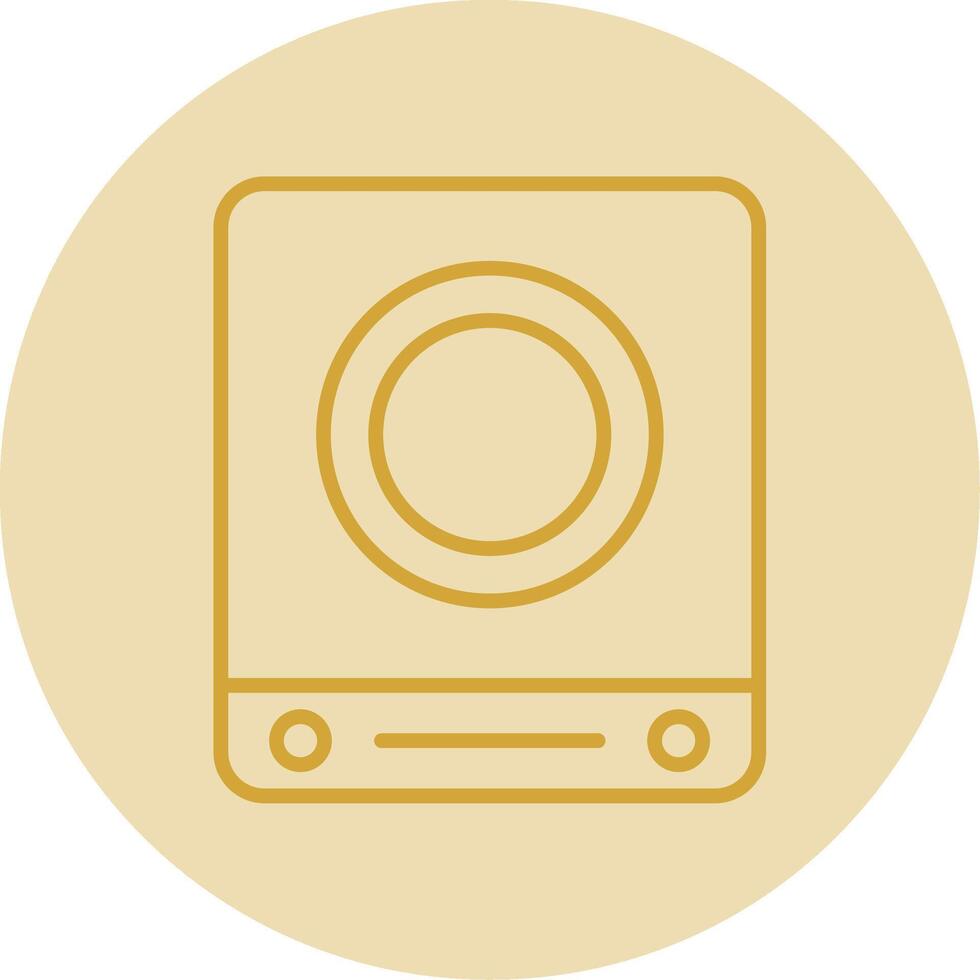 Induction Stove Line Yellow Circle Icon vector