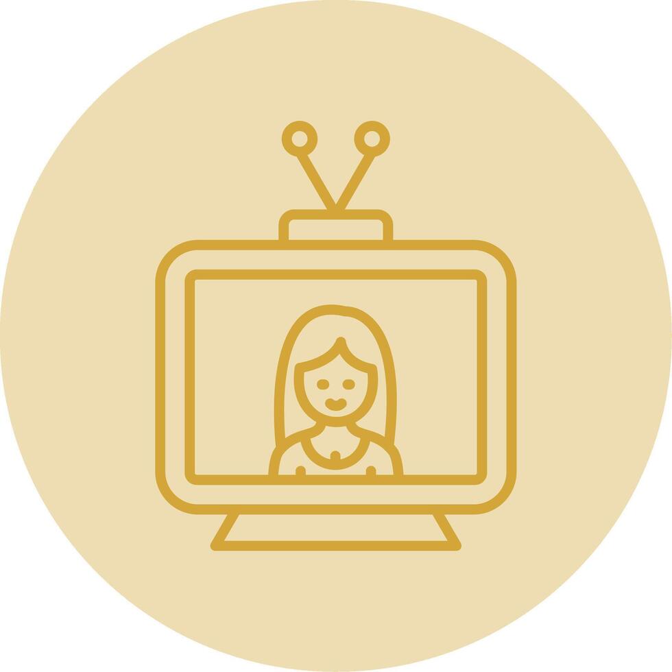 Television Line Yellow Circle Icon vector