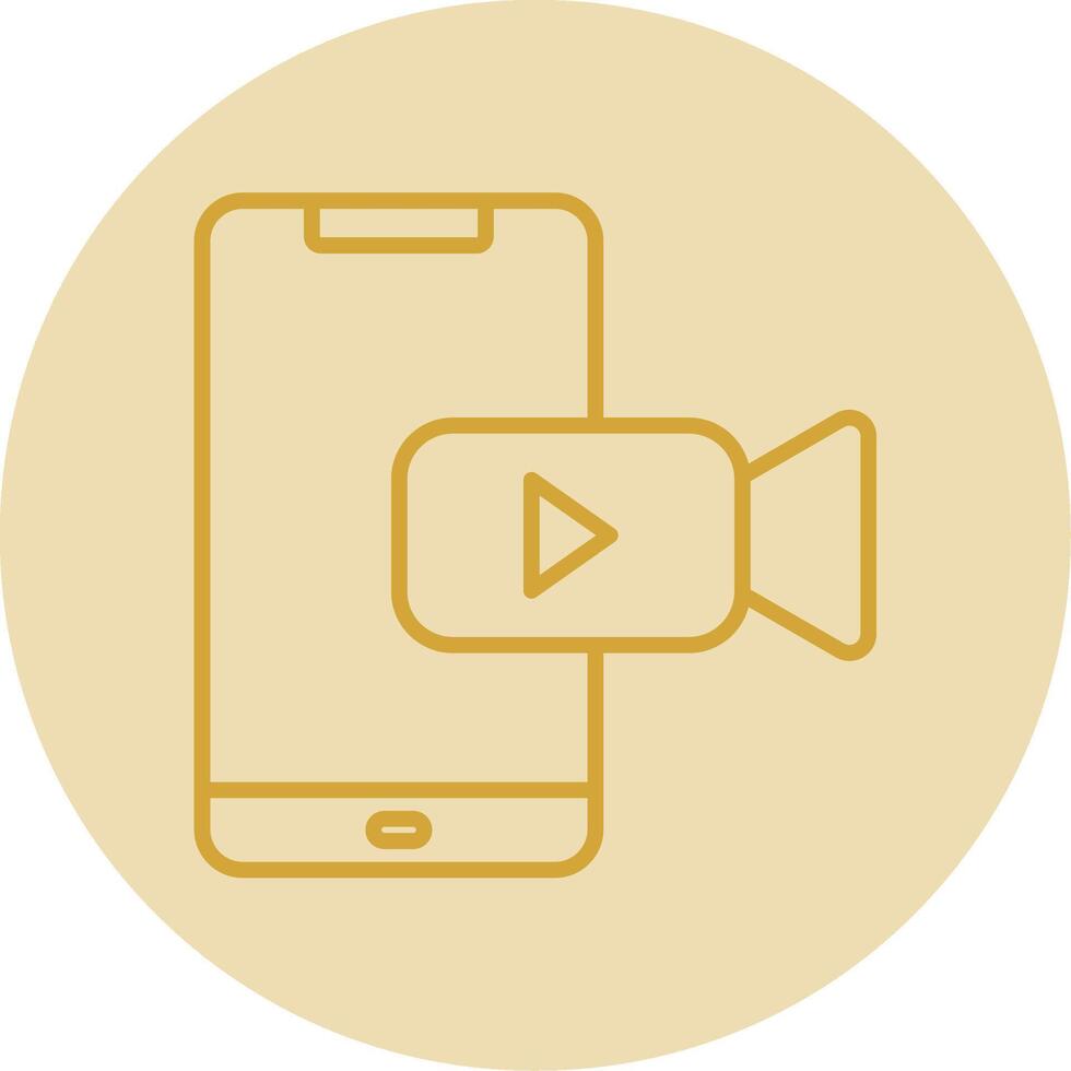 Mobile Line Yellow Circle Icon vector