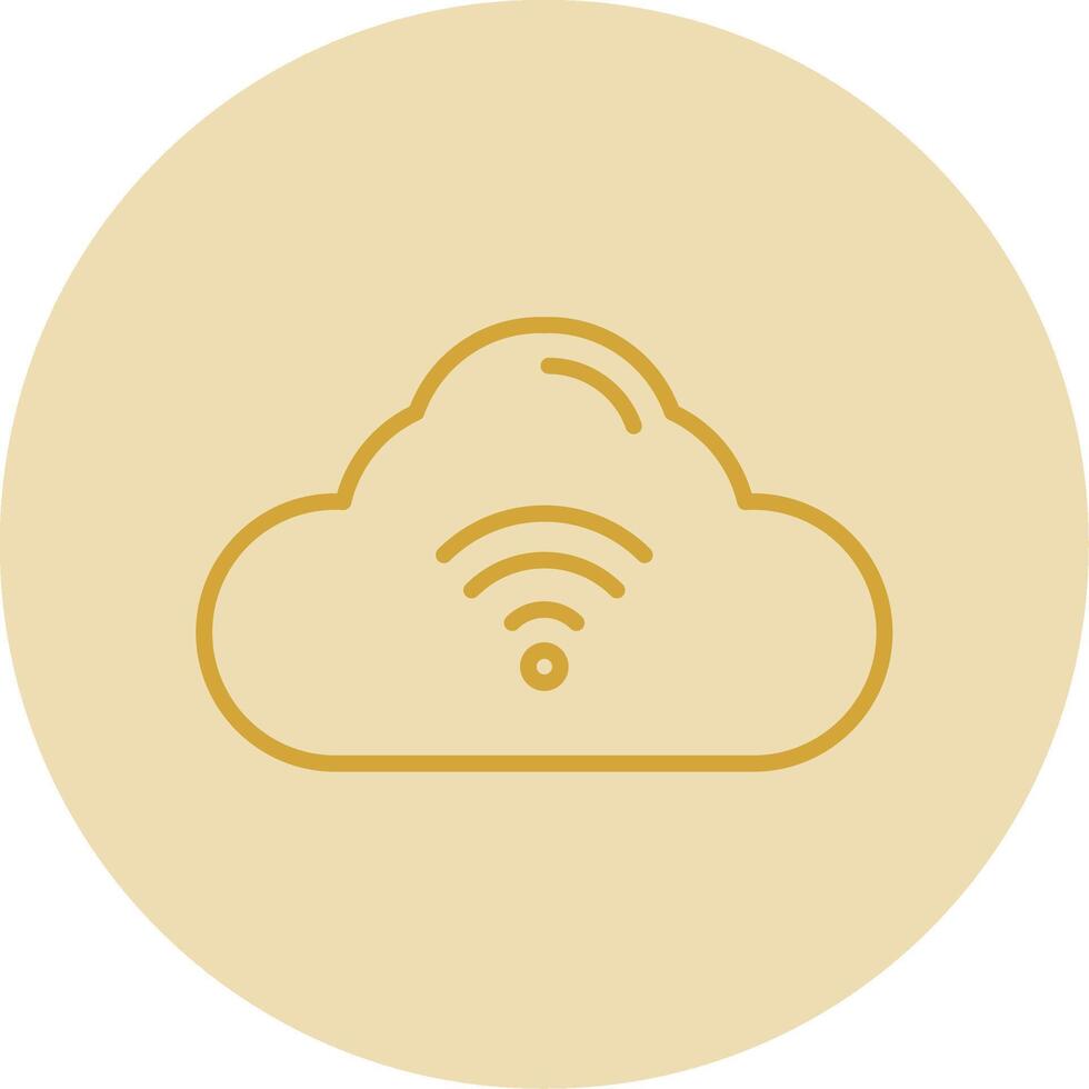 Cloud Line Yellow Circle Icon vector