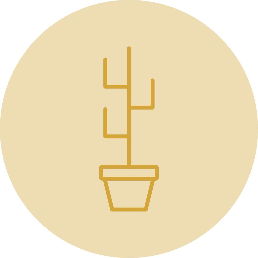 Cactus Line Yellow Circle Icon vector