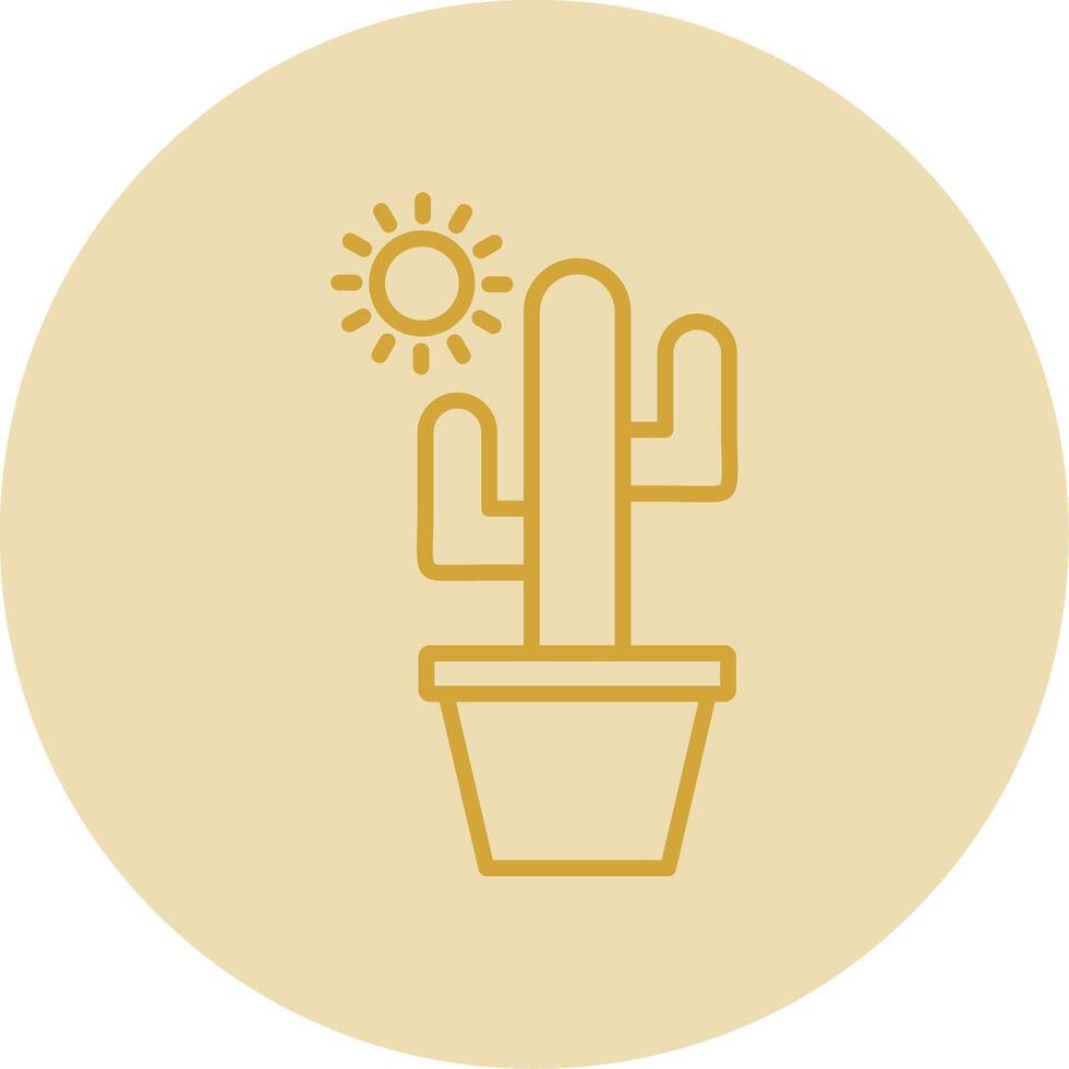 Cactus Line Yellow Circle Icon vector