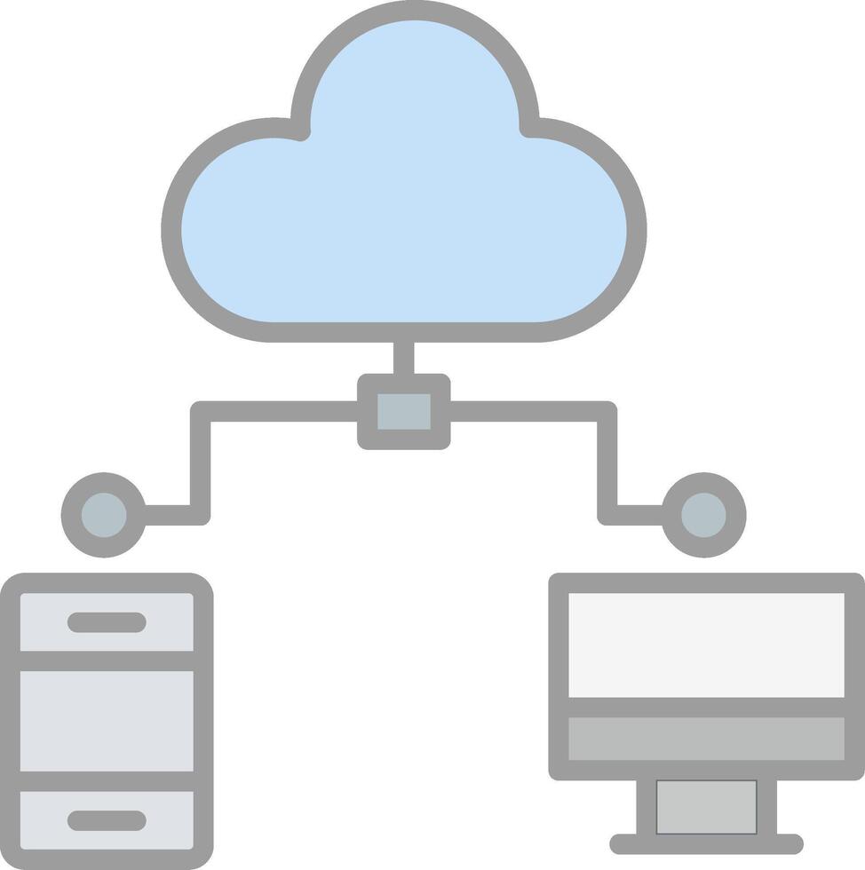 Cloud Computing Line Filled Light Icon vector