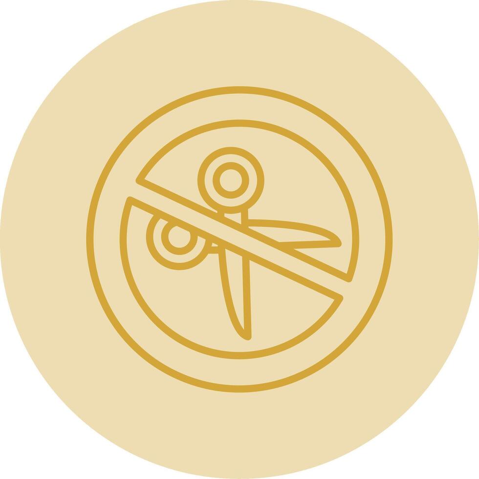 No Scissors Line Yellow Circle Icon vector