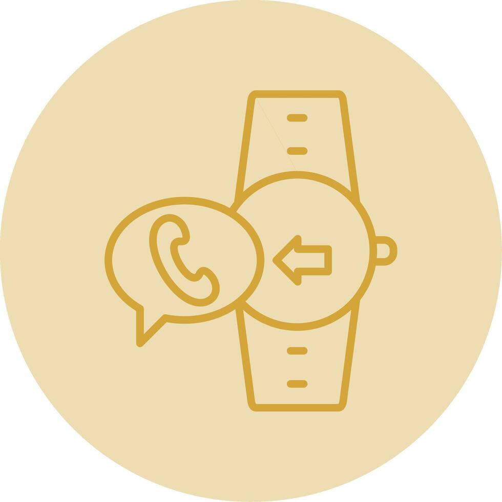 Incoming Call Line Yellow Circle Icon vector