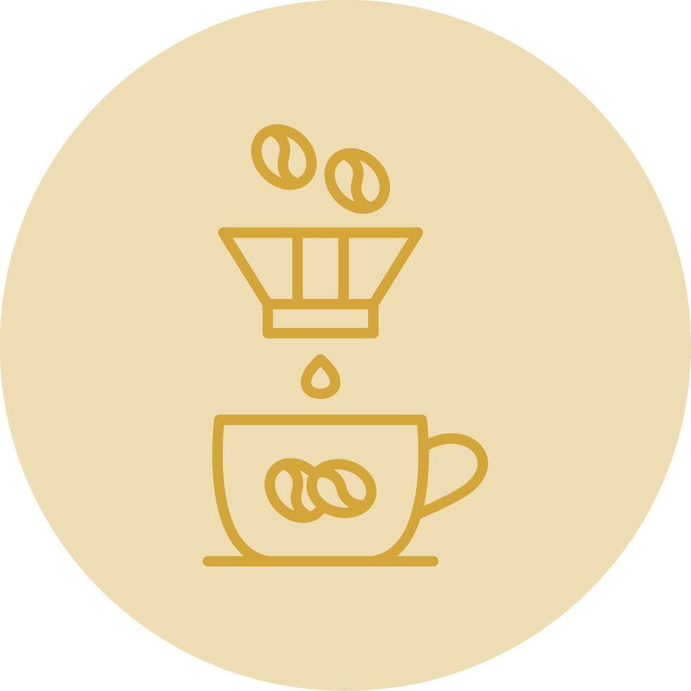 Coffee Filter Line Yellow Circle Icon vector