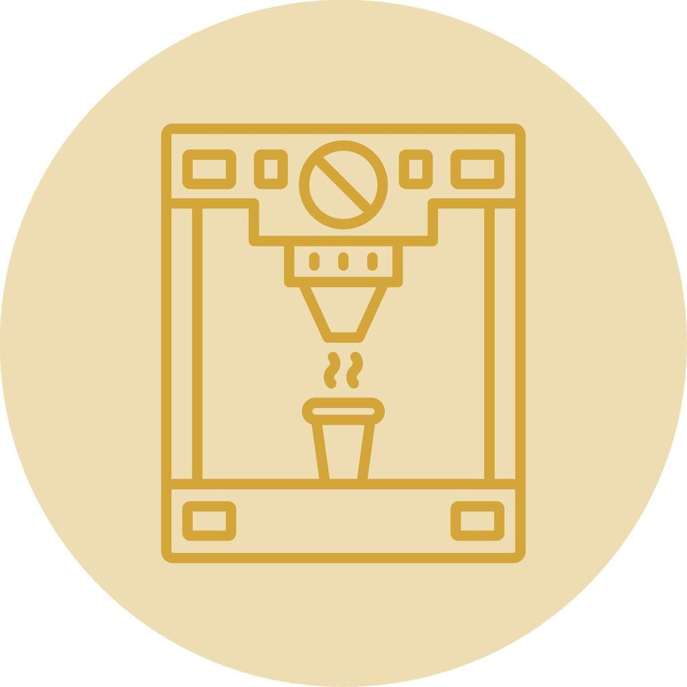 Coffee Machine Line Yellow Circle Icon vector