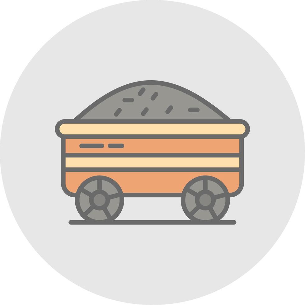 Mine Cart Line Filled Light Icon vector