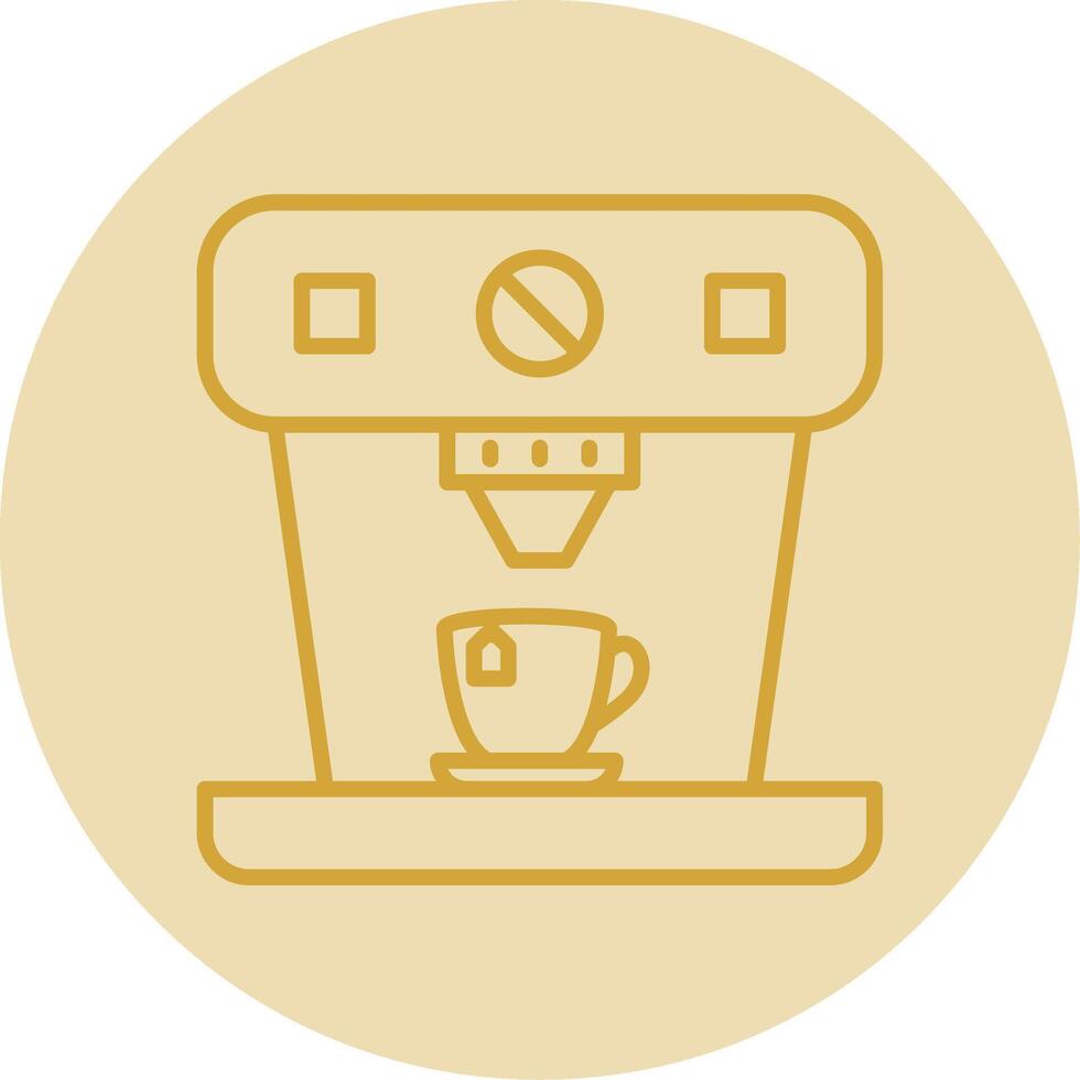 Coffee Machine Line Yellow Circle Icon vector