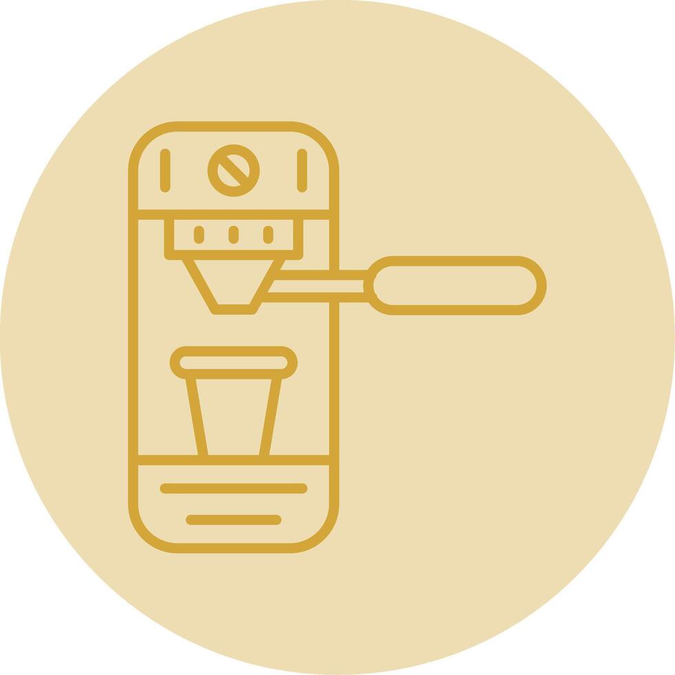 Coffee Machine Line Yellow Circle Icon vector