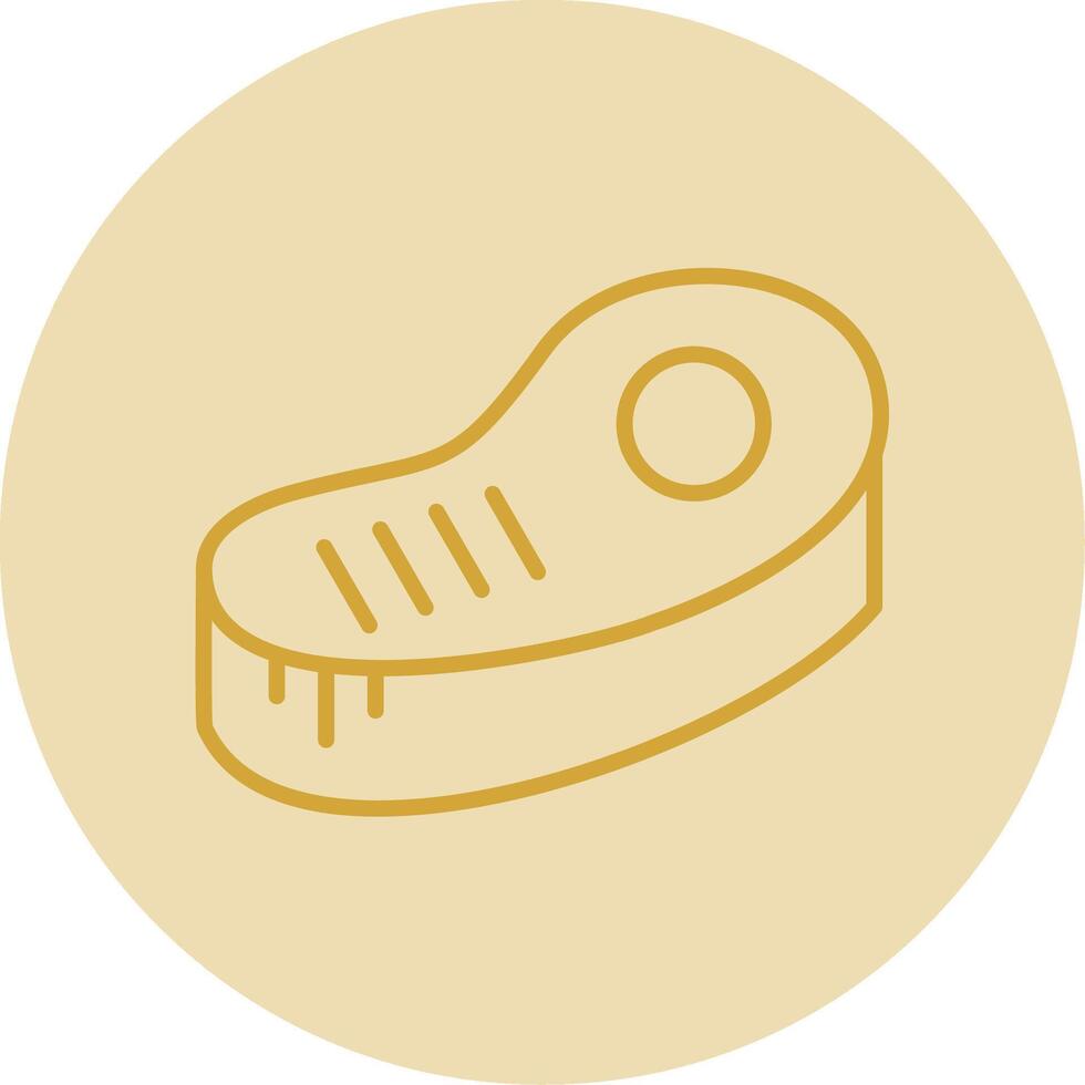 Steak Line Yellow Circle Icon vector