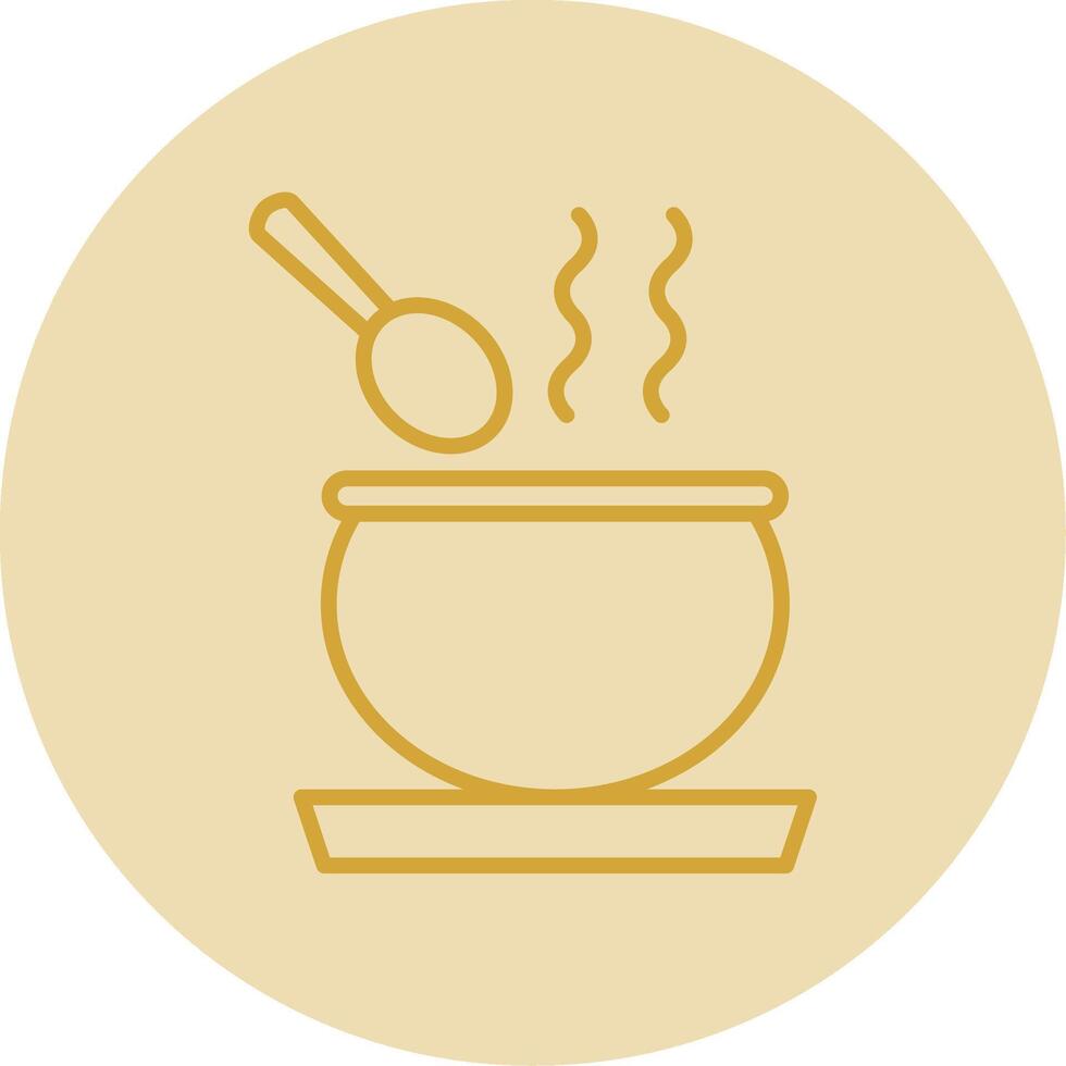 Soup Line Yellow Circle Icon vector