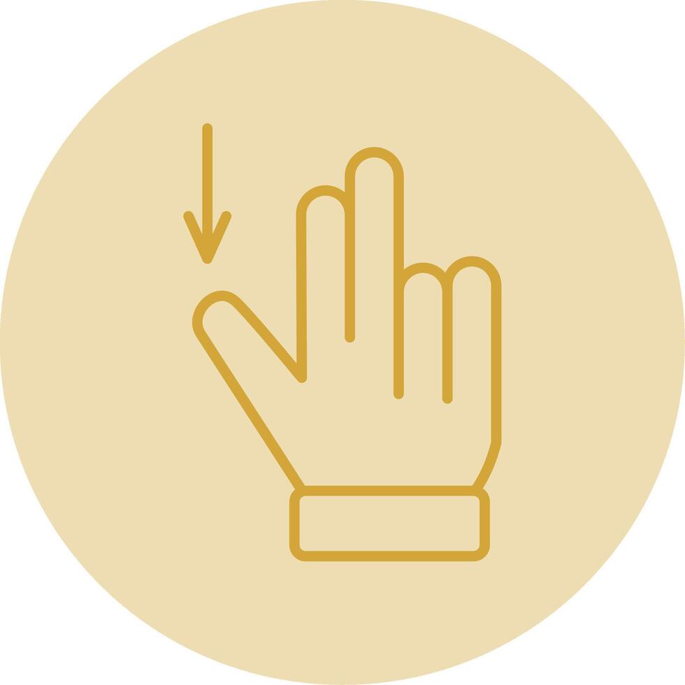 Two Fingers Drag Down Line Yellow Circle Icon vector