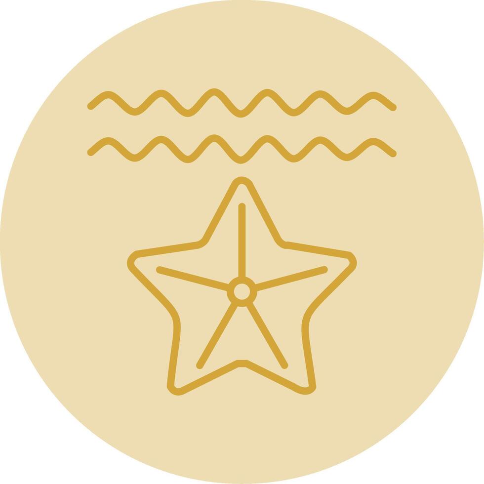 Starfish Line Yellow Circle Icon vector