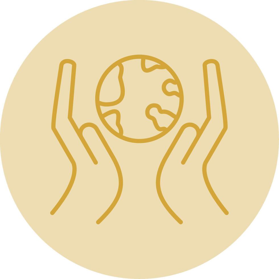 Save The World Line Yellow Circle Icon vector