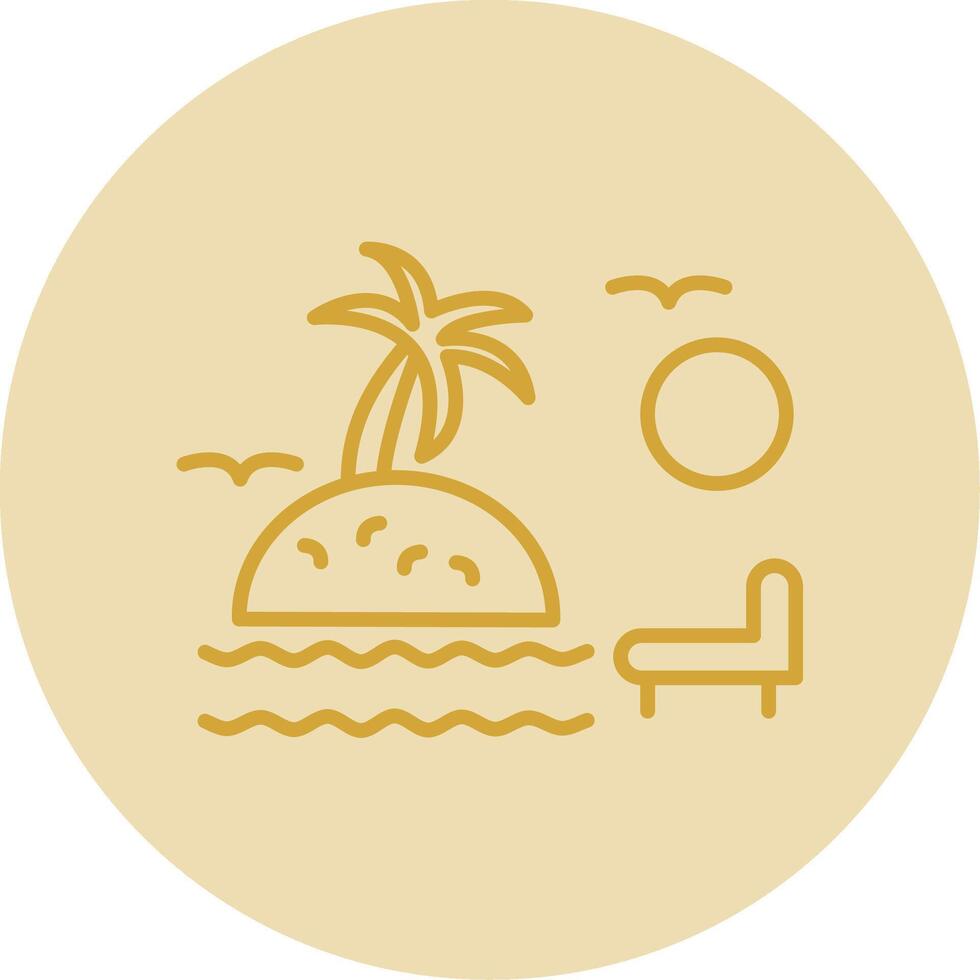 Sunset On Beach Line Yellow Circle Icon vector