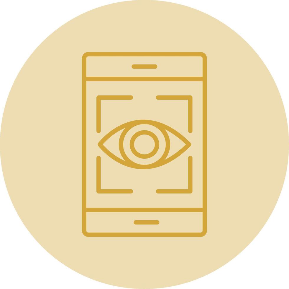 Eye Recognition Line Yellow Circle Icon vector