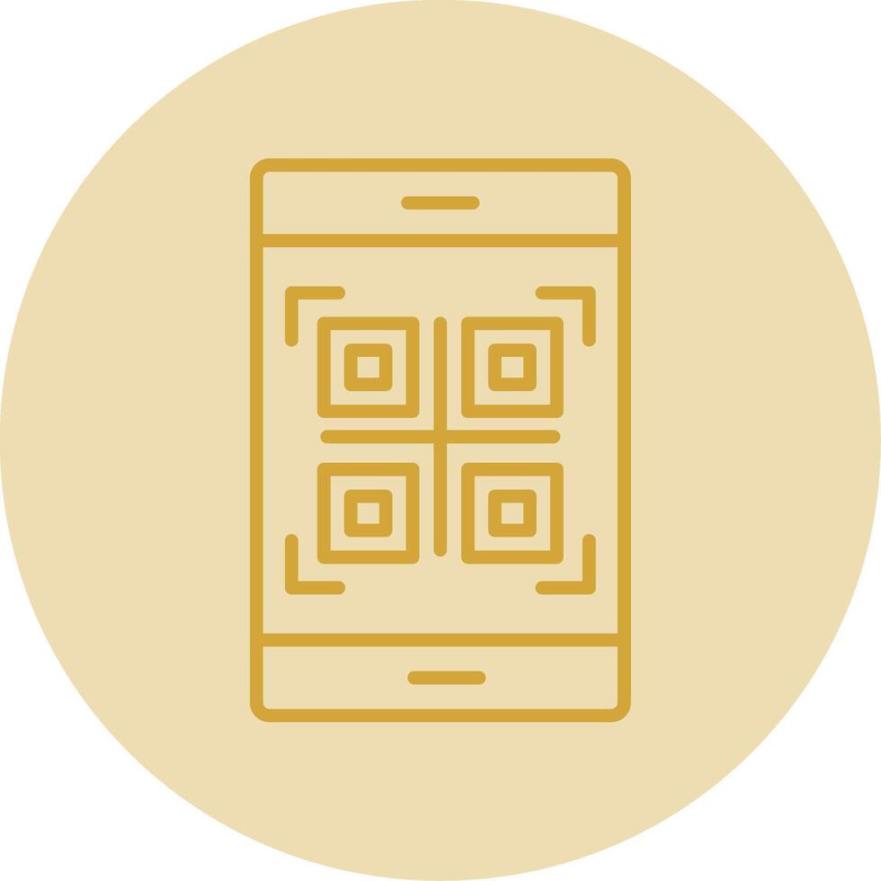 Qr Code Line Yellow Circle Icon vector