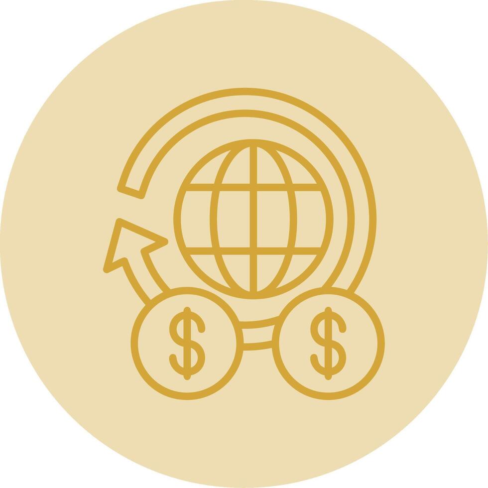 Global Finance Line Yellow Circle Icon vector