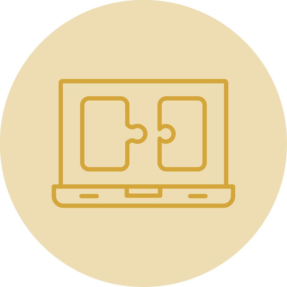 Puzzle Line Yellow Circle Icon vector