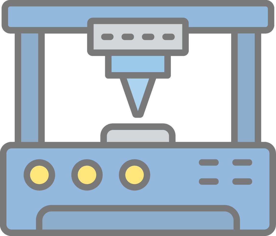 3d Printer Line Filled Light Icon vector