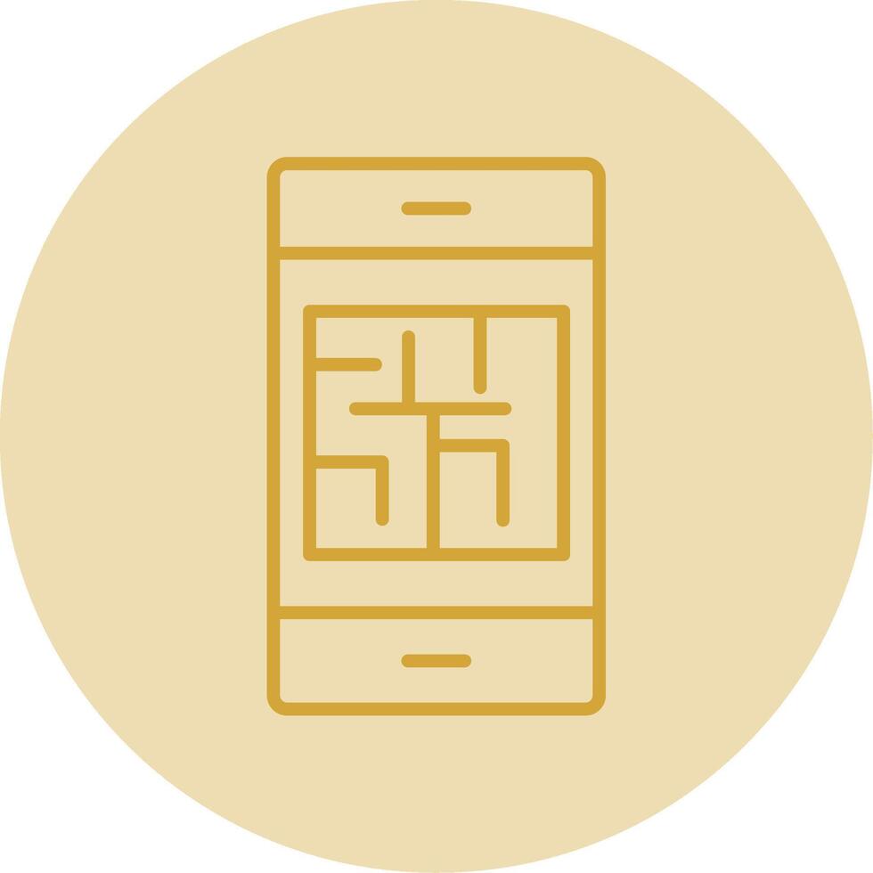Maze Line Yellow Circle Icon vector