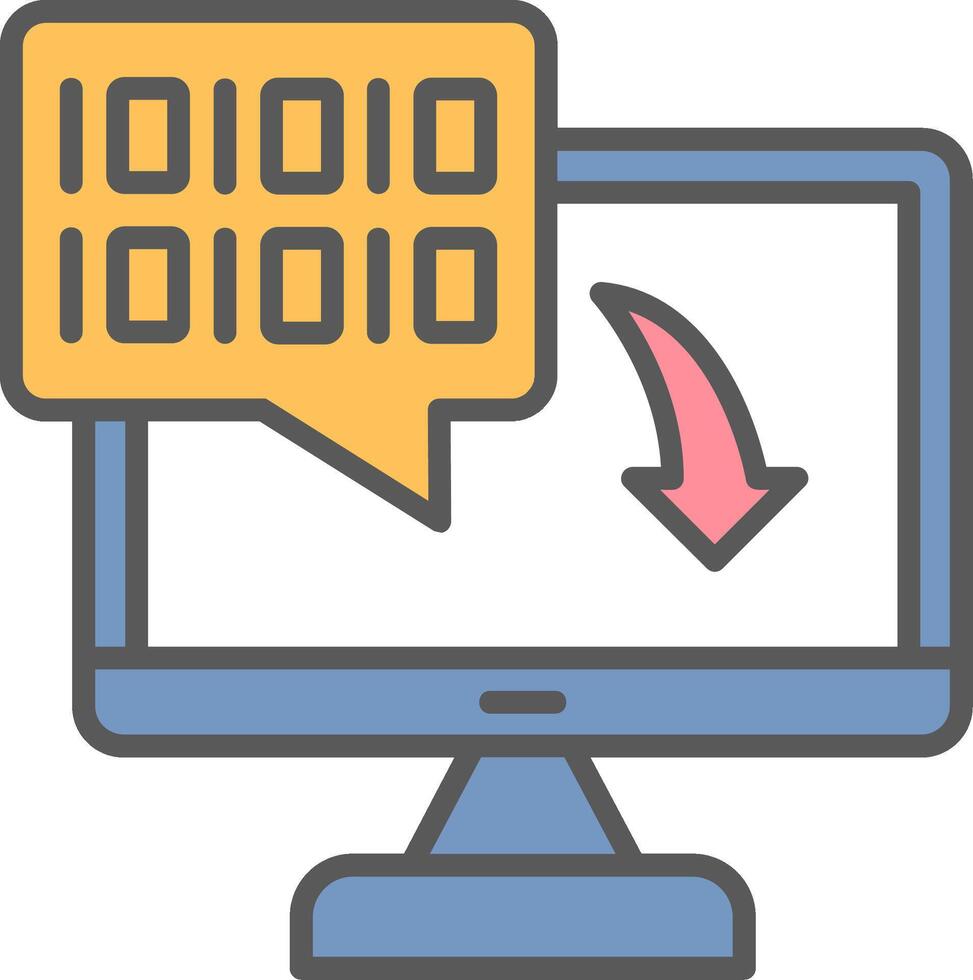 Binary Code Line Filled Light Icon vector