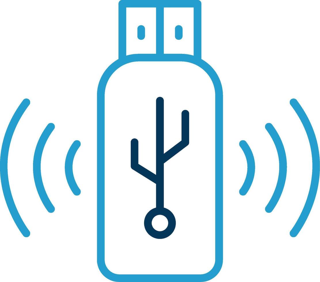 Usb Line Blue Two Color Icon vector