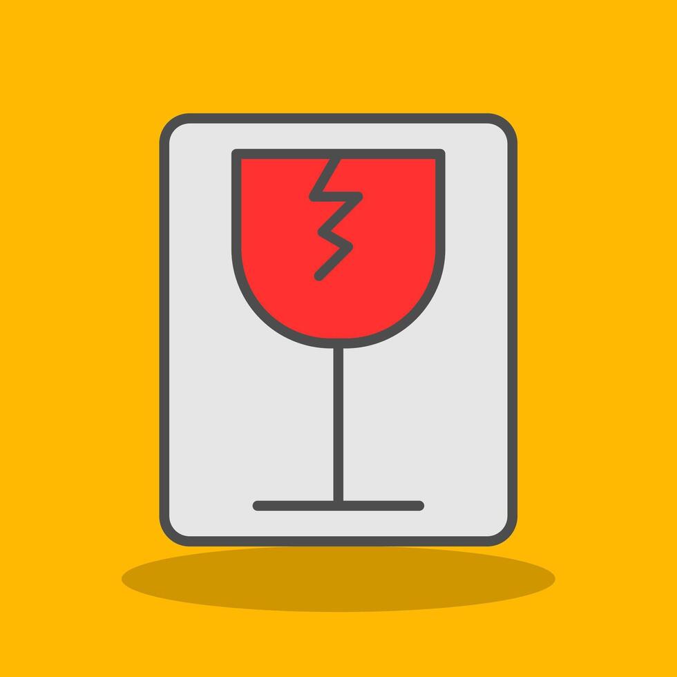 Fragile Filled Shadow Icon vector