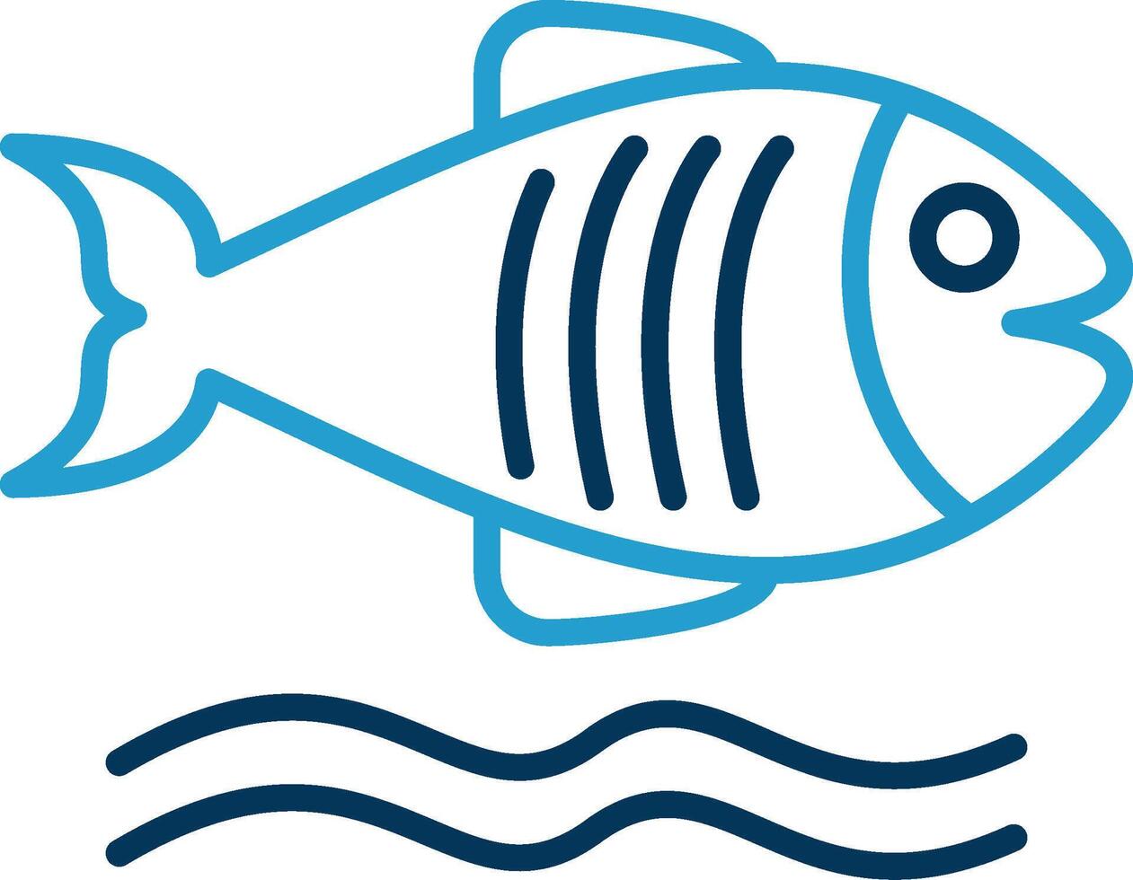 Flounder Line Blue Two Color Icon vector