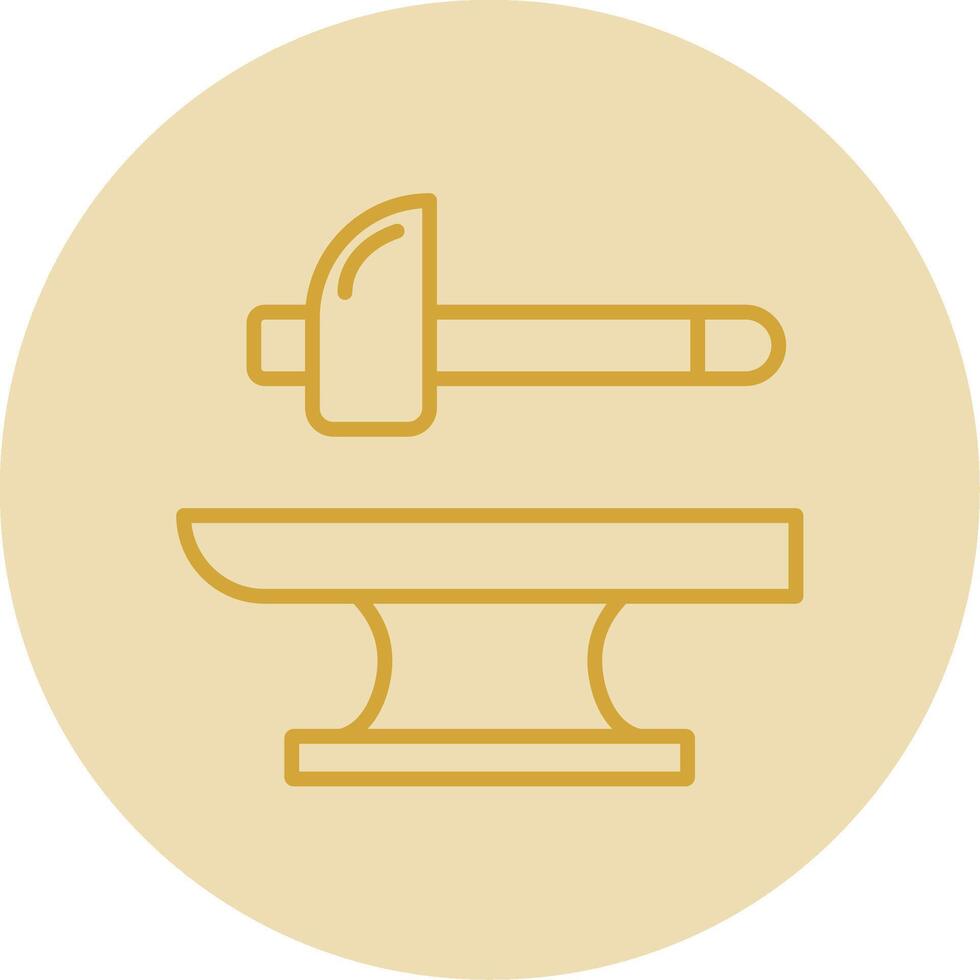 Blacksmith Line Yellow Circle Icon vector