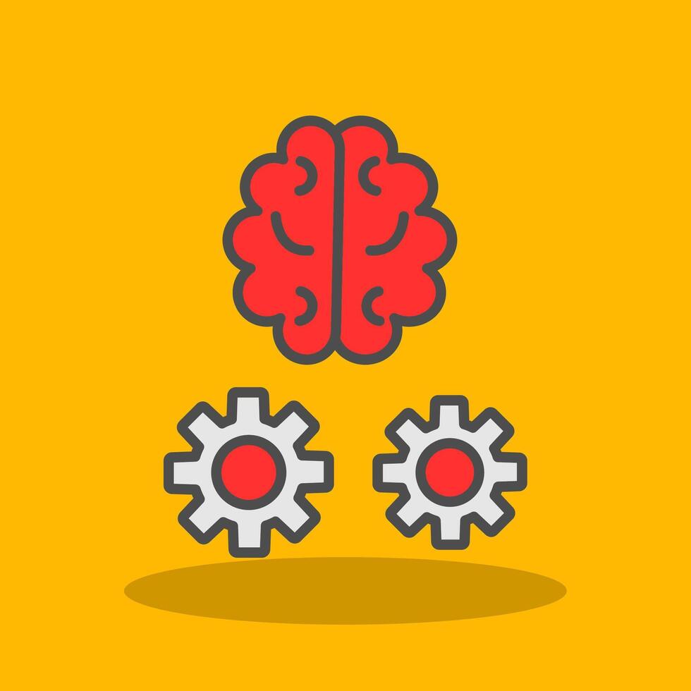 Brain Training Filled Shadow Icon vector