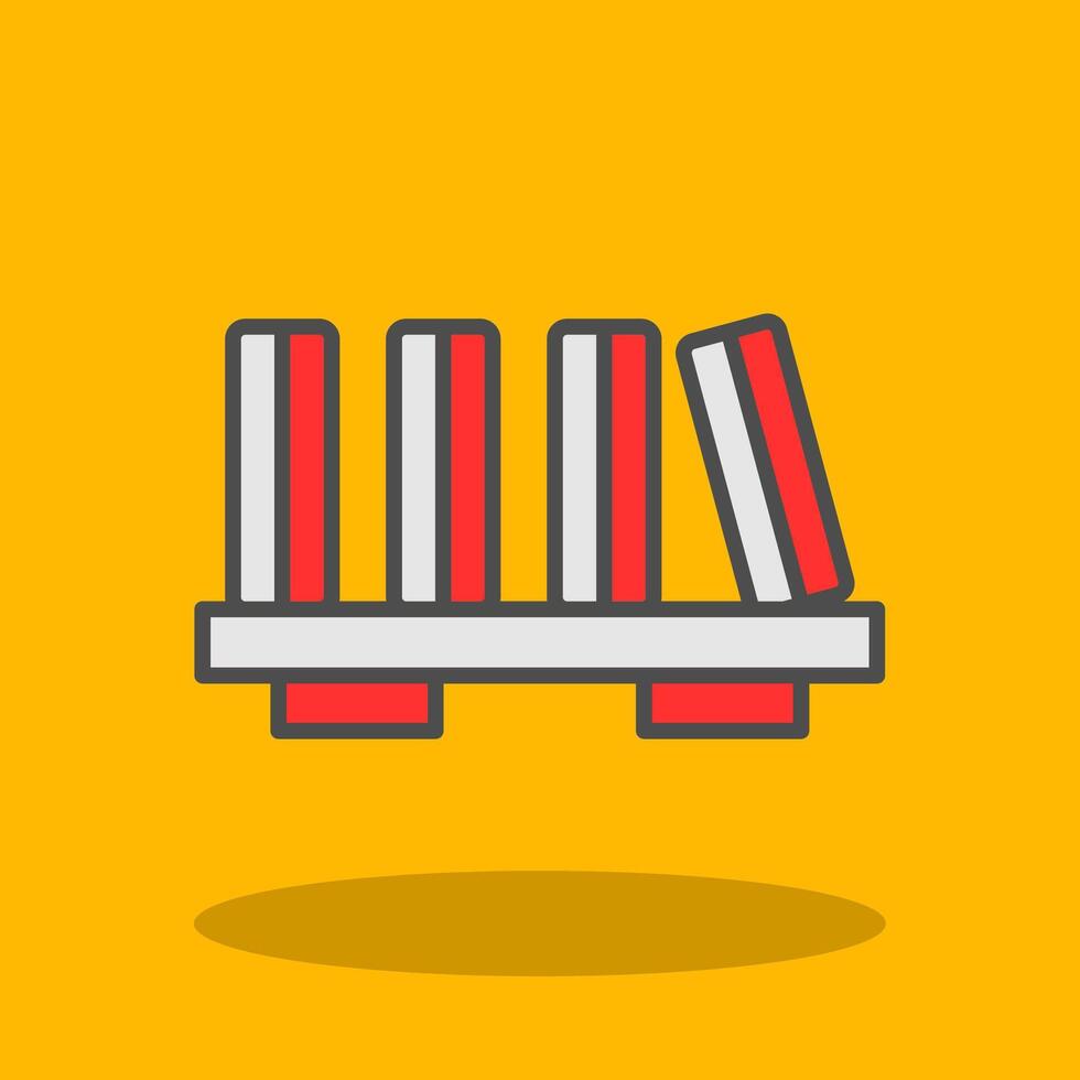 Book Shelf Filled Shadow Icon vector
